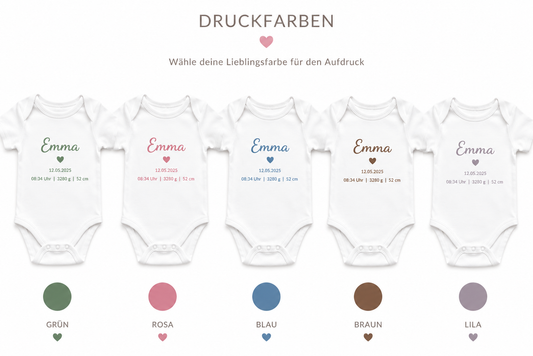 Baby Body bedruckt - mit Namen oder Wunschtext, 100% Baumwolle - Personalisiert