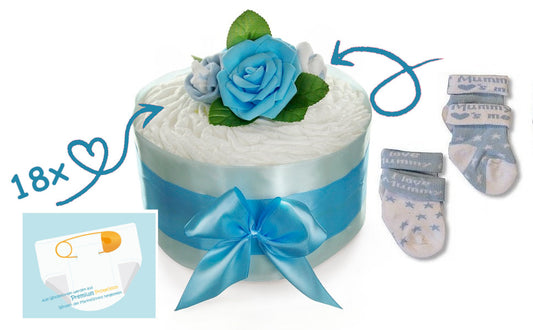 Windeltorte Rosenblüte | blau