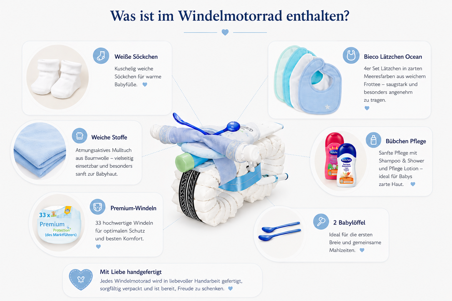Windeltorte Motorrad Rockstar blau Details