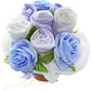Windeltorte Blumenstrauß im Tontopf | 5-teiliges Babyset | blau