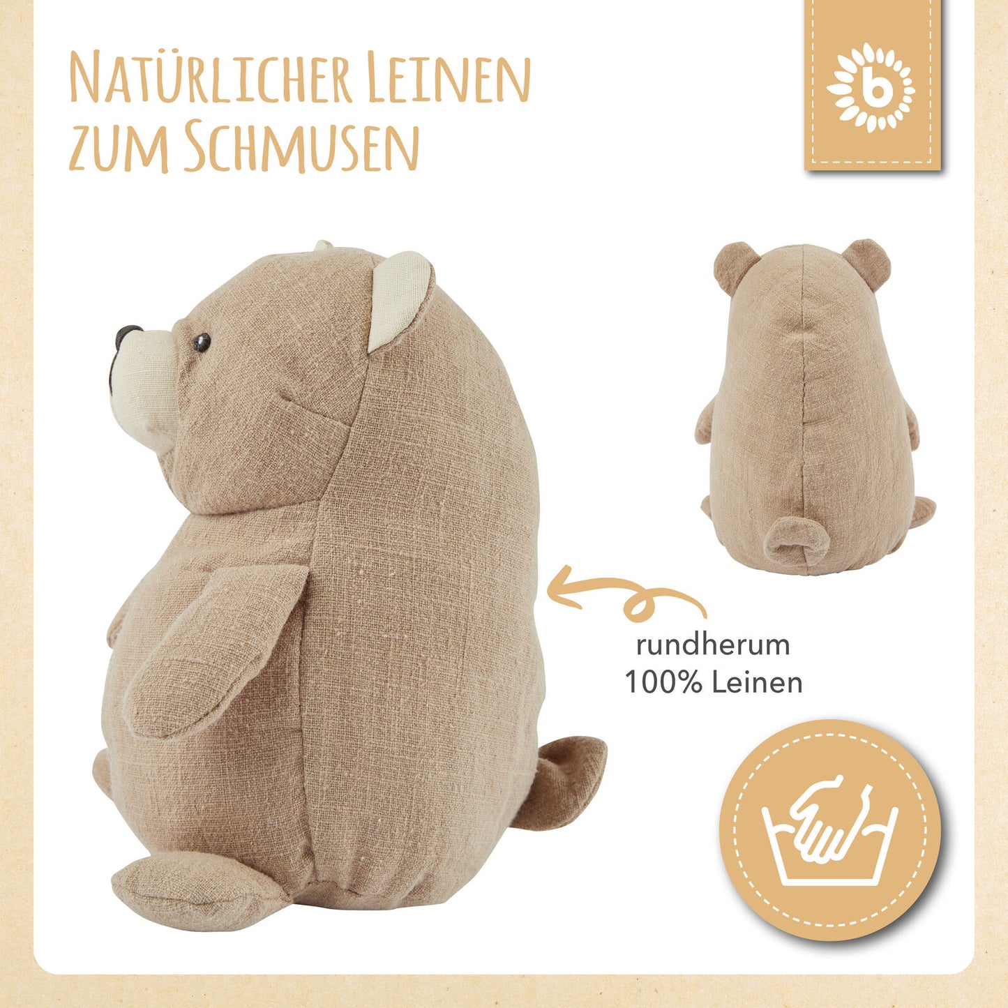 Windeltorte neutral | Kuschelbär aus 100% Leinen