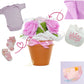 Windeltorte Blumenstrauß im Tontopf | 5-teiliges Babyset | rosa