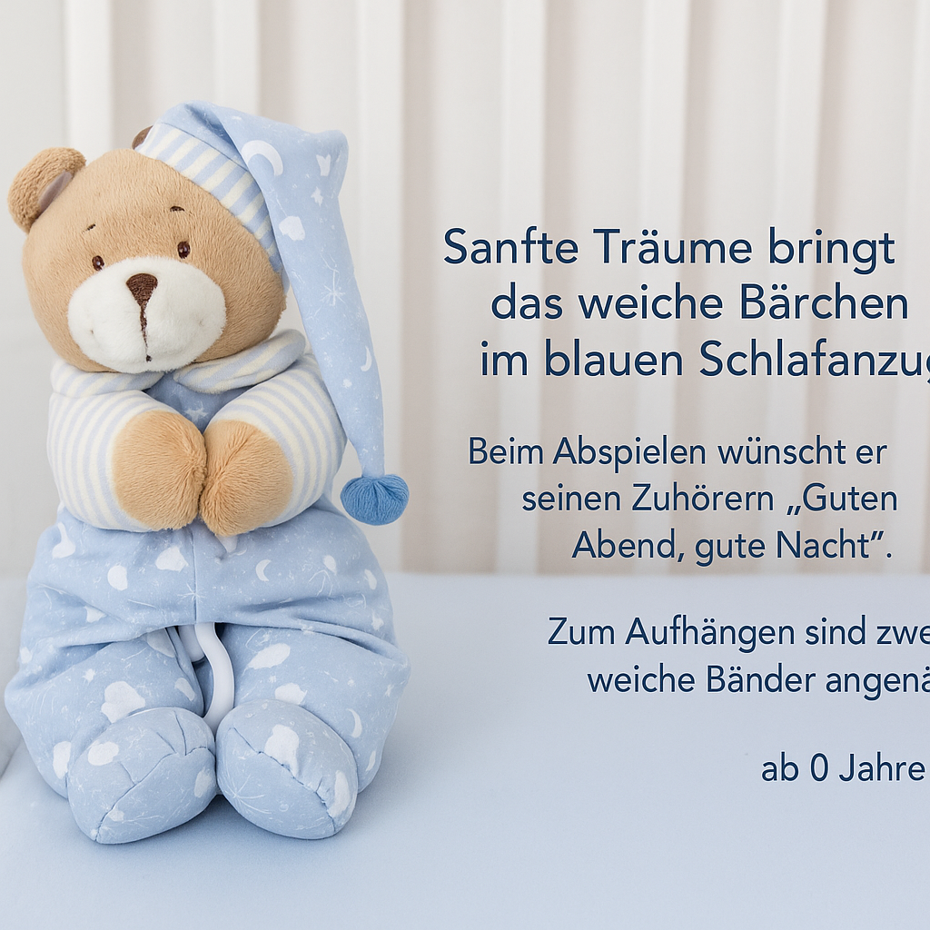Premium Windeltorte blau | Spieluhr Teddybär, Musselintuch, Lätzchen | Personalisierbar | 4-stöckig