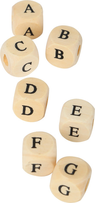 Buchstabenketten | Holz, bedruckt 1x1x1cm natur