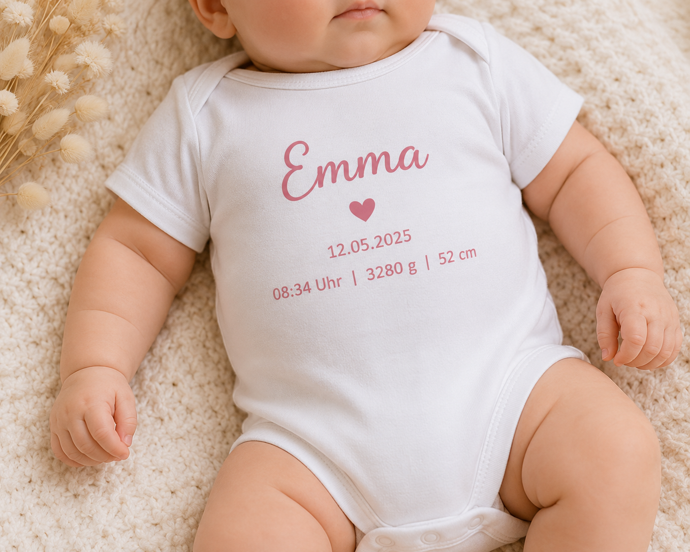 Baby Body bedruckt - mit Namen oder Wunschtext, 100% Baumwolle - Personalisiert
