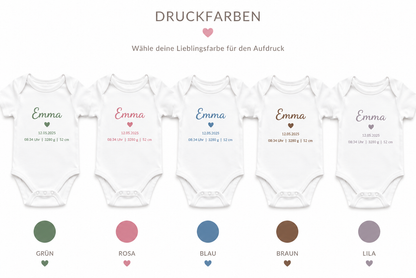 Baby Body bedruckt - mit Namen oder Wunschtext, 100% Baumwolle - Personalisiert