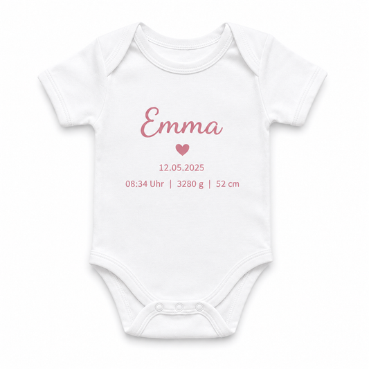 Baby Body bedruckt - mit Namen oder Wunschtext, 100% Baumwolle - Personalisiert