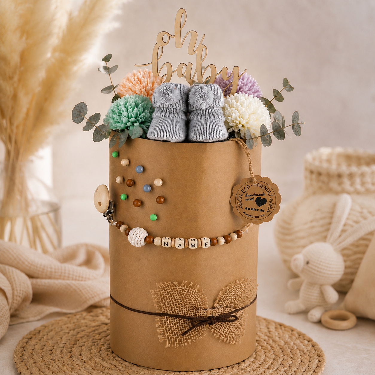 Eco Friendly Windeltorte Grey – Geschenk zur Geburt