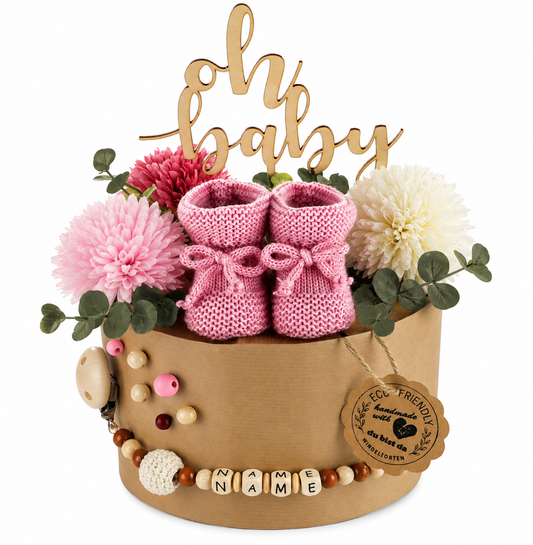 Eco Friendly Windeltorte Berry – Geschenk zur Geburt Mädchen