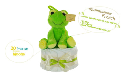 Windeltorte neutral Spieluhr Frosch