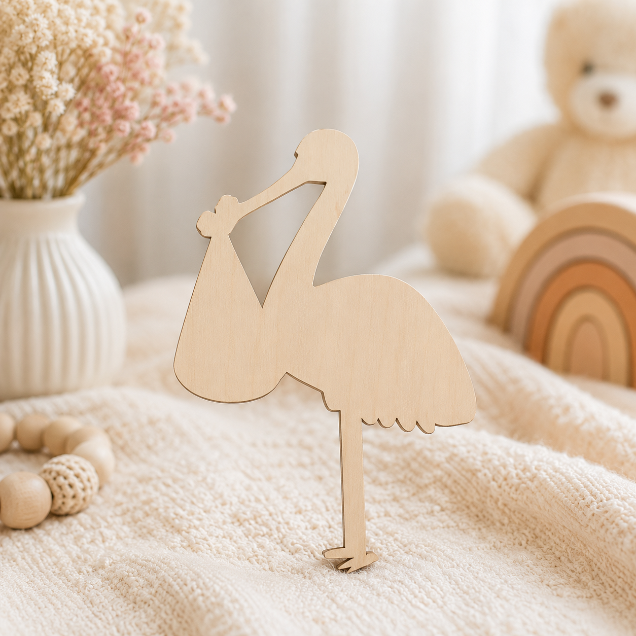 Personalisierter Holzstorch mit Namen