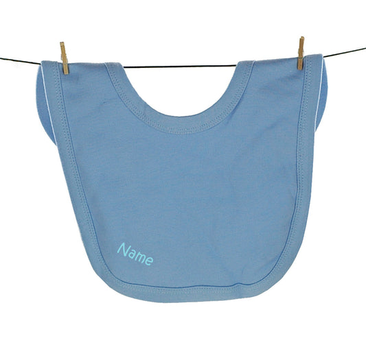 Großes Baby Lätzchen, 100% Baumwolle, blau | Personalisiert | mit Wunschtext bedruckt