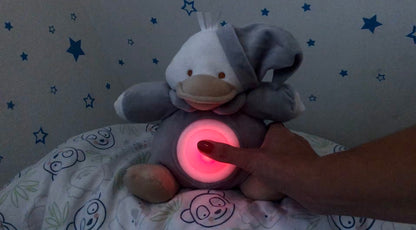 Windeltorte neutral | Baby Kuscheltier Ente mit LED-Nachtlicht 35cm