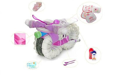 Windeltorte Motorrad ROCKSTAR + Fahrer Schlenkeraffe rosa