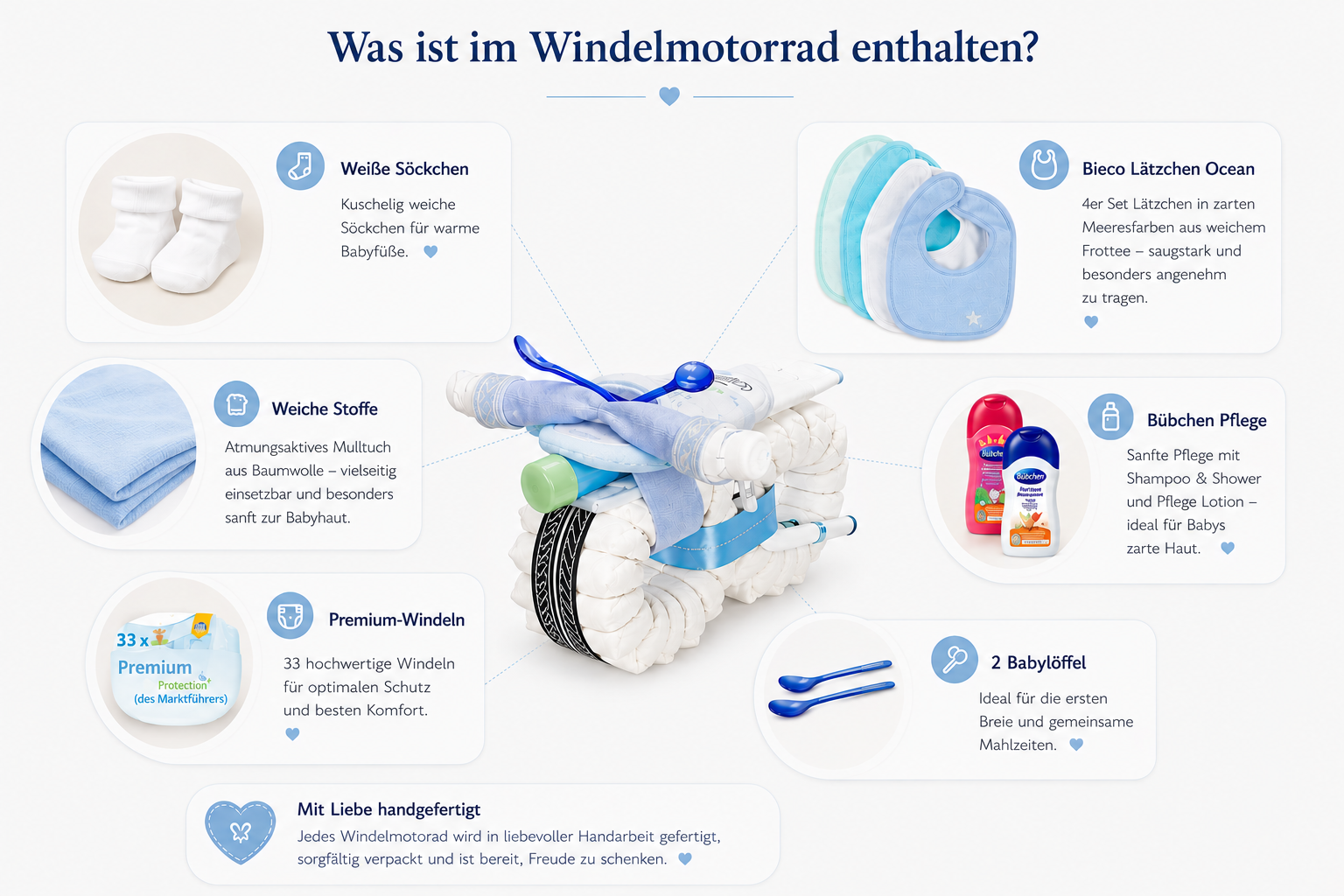 Windeltorte Motorrad Rockstar blau Details
