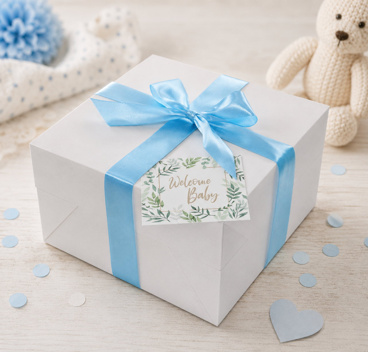 Windeltorte in Cakebox Blau außen