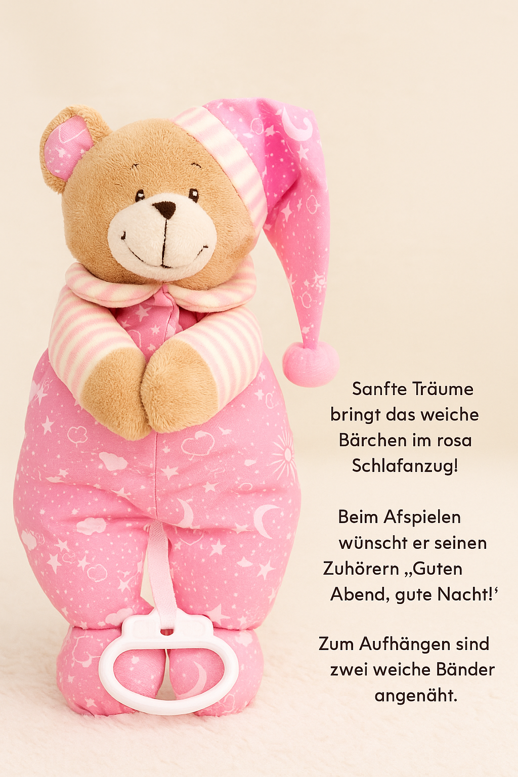 Premium Windeltorte rosa | Spieluhr Teddybär, Musselintuch, Lätzchen | Personalisierbar | 4-stöckig