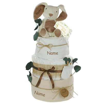 Windeltorte neutral | KUSCHELHASE | personalisierbar, creme/natur
