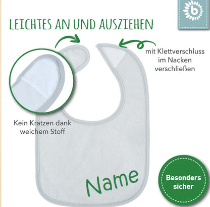 Windeltorte Windelwagen + Baby Lätzchen mit Namen bedruckt grün