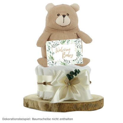 Windeltorte neutral | Kuschelbär aus 100% Leinen