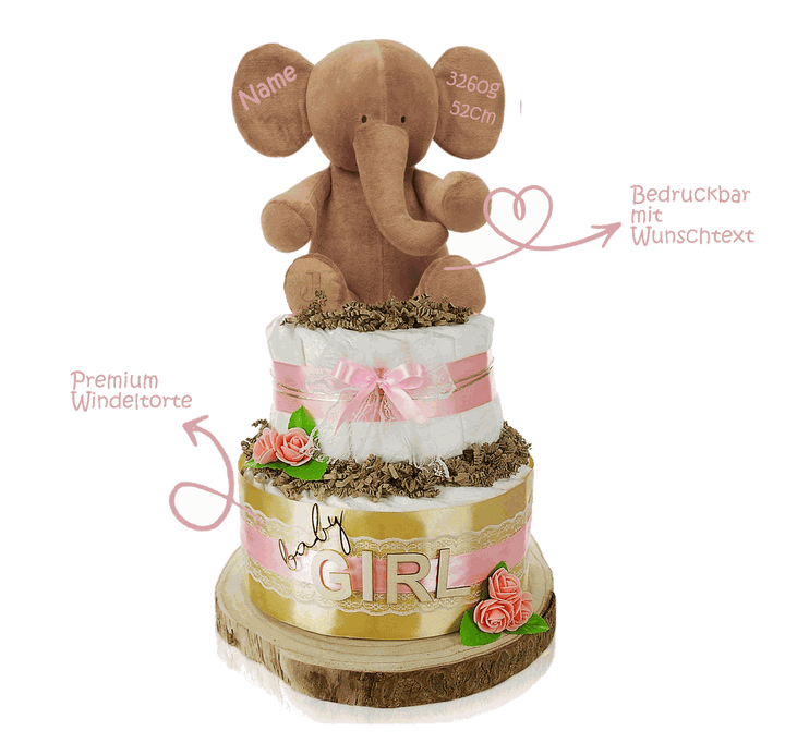A7-Grußkärtchen „Hurra, du bist da!“ – passend zur Windeltorte zur Geburt und Babyparty