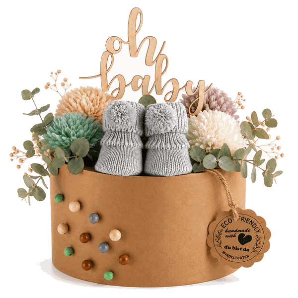 Eco Friendly Windeltorte in drei Größen S, M und L mit Eco by Naty Öko-Windeln