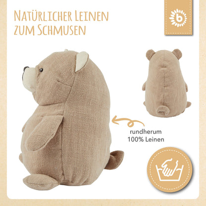 Plastikfreie Windeltorte neutral | Kuschelbär aus 100% Leinen