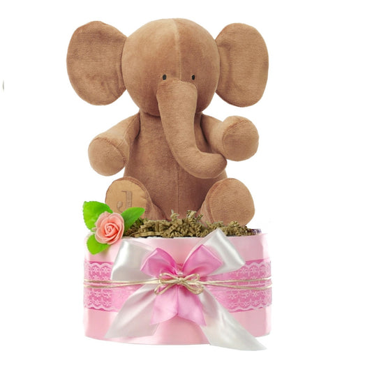 Windeltorte Mädchen LITTLE PEANUT + große Elefanten Spieluhr