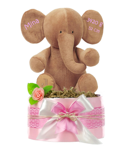 Windeltorte Mädchen LITTLE PEANUT rosa | personalisierbar